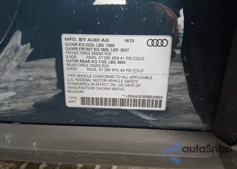 2024 Audi Q8 E-Tron S Line Prestige Quattro from USA, damaged, VIN WA1DAAGEXRB020824